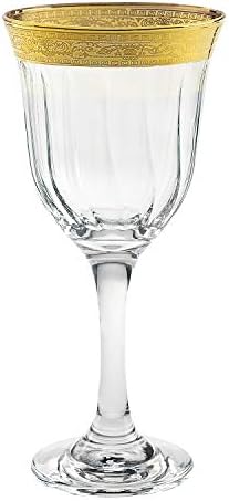 מתנות עולמיות ערכת כלי שתייה מזכוכית אלגנטית ומודרנית לאירוח אירועי מסיבות - 9 עוז. יין אדום של 6, זהב