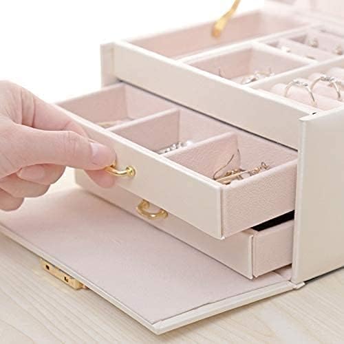 קופסת עור תכשיטים WQLYK תיבת תכשיטים קוסמטיקה קופסה קוסמטיקה תכשיט יוקרתי מארגן תכשיטים מתנה ליום הולדת מתנה לחתונה קיבולת גבוהה