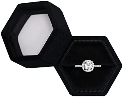 בלוטטה משושה קטיפה תכשיטי אחת חריץ טבעת תיבת אירוסין חתונה תיבת מזכרת תיבת כלה תמונה טבעת
