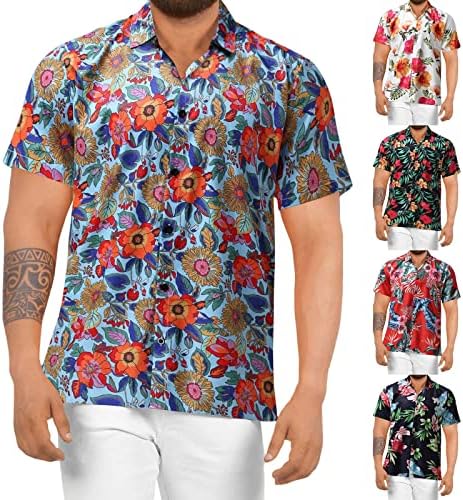 חולצות Hawaiian XXBR לגברים שרוול קצר חולצת חוף אלוהה כפתור פרחוני קיץ כפתור מזדמן למטה חולצות על שפת הים