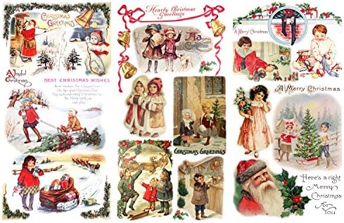 חבילת נייר מגזרת חג המולד סנטה ילדים משחקים עם מתנות פלונץ וינטג 'אפימרה