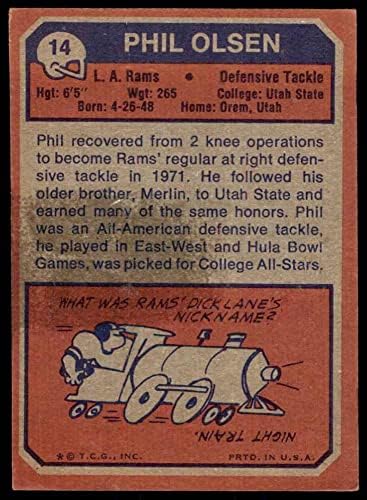 1973 Topps 14 Phil Olsen Los Angeles Rams VG Rams Utah St
