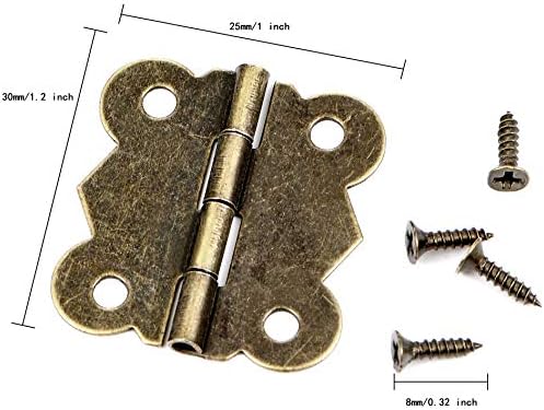 PGMJ קופסת תכשיטים חומרה 40 חתיכות 1 אינץ 'צירים עתיקים פרפר קטן צירי ברונזה חריטה קופסת צירי קופסאות למלאכה קופסת קופסת מעץ קופסת קופסת