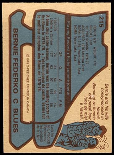 1979 O-PEE-CHEE 215 BERNIE FEDERKO BLUES EX/MT Blues
