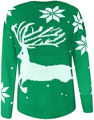 סוודרים מכוערים לחג המולד סוודרים לנשים איילים קלים סוודר שלג סולבר סרוג שרוול ארוך צמרות טרנדיות חמודות