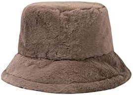 נשים חורפיות דלי קטיפה חורפית כובע פו דייג פרווה כובע חורף חורף קטיפה רכה כובע רך רחב שוליים כובע מסיבה