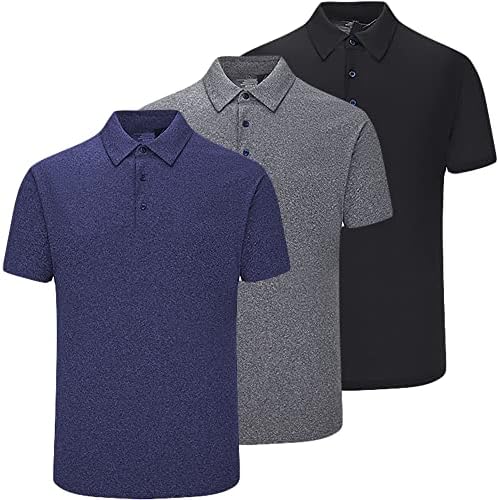 3 חולצות פולו חבילות לגברים בביצועים בכושר יבש שרוול קצר חולצות פולו חולצות