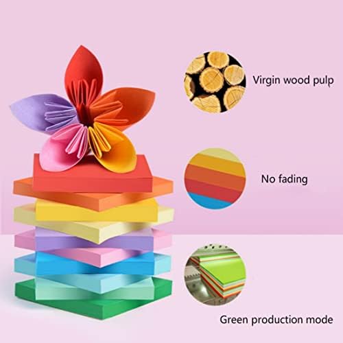 נייר אוריגמי, 100 יחידות 10 צבעים קובעים מדריך צבע דו צדדי כפול אוריגמי ריבוע DIY לילדים ותלמידים ציוד מלאכה של בית הספר לאמנות לאומנויות