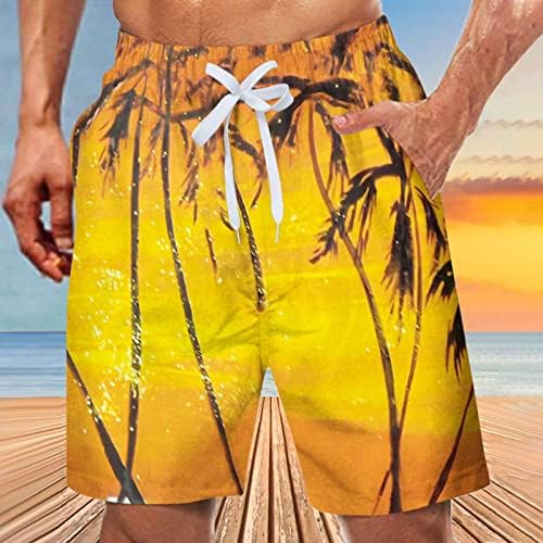 מכנסי שחייה לגברים, מכנסיים קצרים יבש של קיץ גברים עם כיסים בתוספת מכנסי חוף הדפסת שיפוע