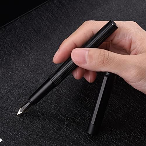 הונגדיאן H1 מזרקה עט דו-גוונים דו-גוונים ציפורן משובחת, עט סגסוגת אלומיניום שחור