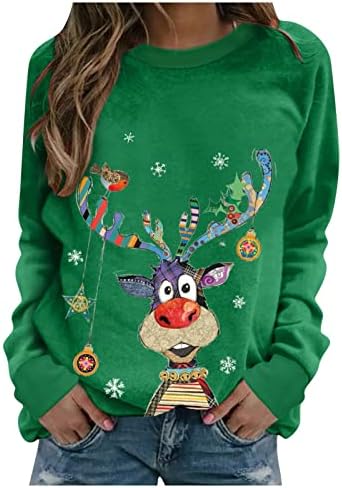 נשים מכוער חג המולד סווטשירט 2022 מצחיק איל צווארון עגול חג בסוודרים חולצות בציר גרפי חולצה חולצה