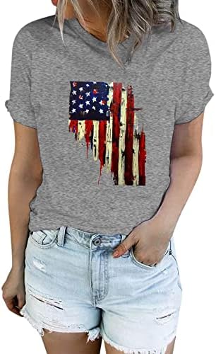 4 ביולי טי חולצות לנשים קצר שרוול עם צווארון חולצה אמריקאי דגל פסים לקשור לצבוע פטריוטית חולצה טוניקת חולצות