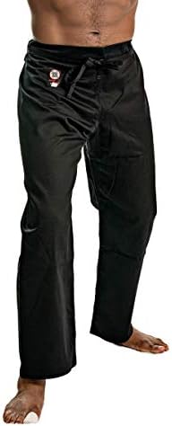 מכנסי קראטה משקל בינוני של רונין כותנה 8oz - משיכה מסורתית - שחור לבן - איכות ונוחות לאימונים