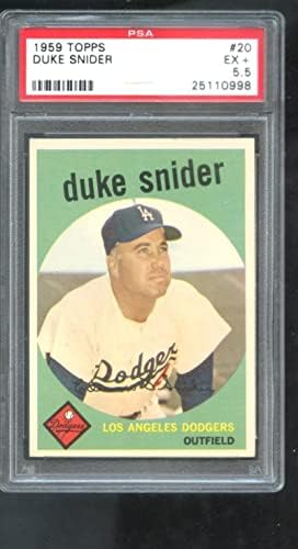 1959 Topps 20 Duke Snider PSA 5.5 כרטיס בייסבול מדורג MLB לוס אנג'לס דודג'רס - כרטיסי בייסבול מטלטלים