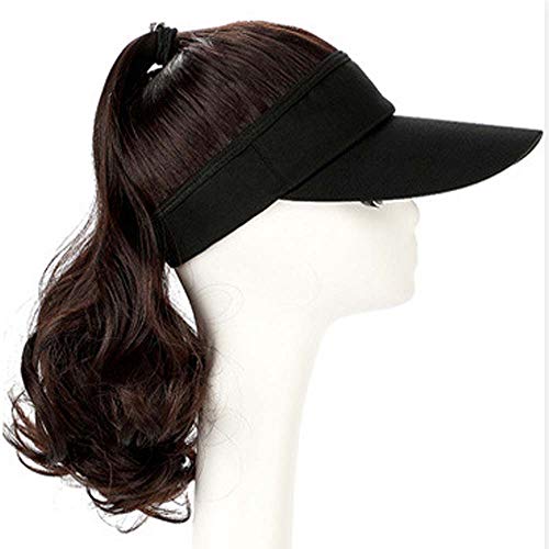 חיצוני כובע פאת כובע עם שיער קוקו פאת בייסבול כובע עם שיער חום שחור גלי נשים פאה כובעים