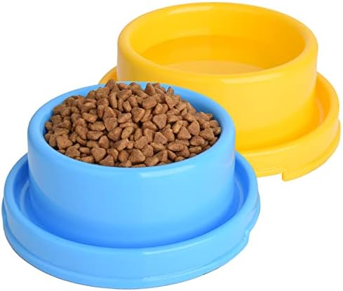 2 יחידות כלב קערות לחיות מחמד חתול גור מזון קערות פלסטיק עגול לא לשפוך מים מזון מזין צלחת צבעוני האכלת אכילת קערות