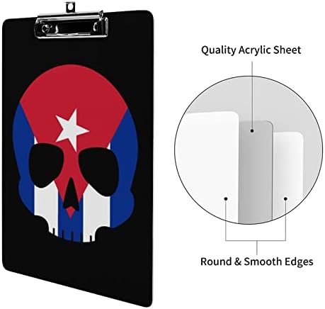 קובה דגל גולגולת אקריליק לוח נייד קליפ לוחות עם נמוך פרופיל מתכת קליפ לוח לבית משרד