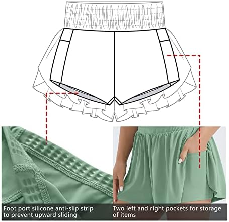 Wjustforu זורמים מכנסיים קצרים לנשים למכנסיים אתלטים של אימון כושר עם מכנסיים אלסטיים מותניים גבוהים