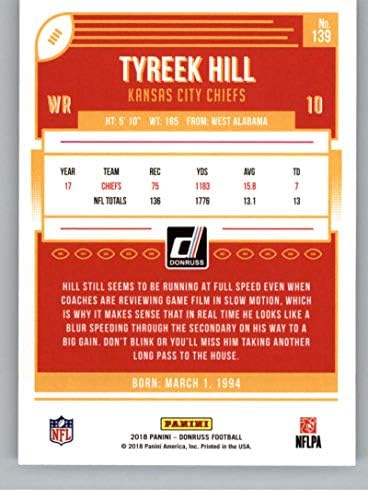 2018 דונרוס כדורגל 139 Tyreek Hill Kansas City Chieps רשמי NFL Card