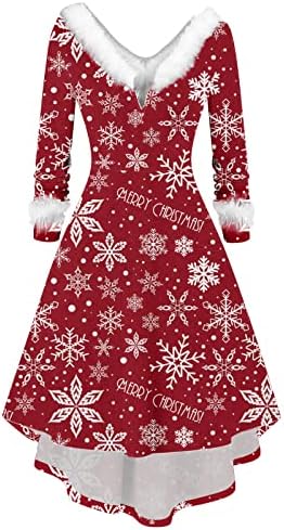 שמלות חג מולד לנשים פלוס צוואר עגול עץ חג המולד שמלה מזדמנת שמלת גוף נדנדה שמלת מסיבת לילה קוקטייל