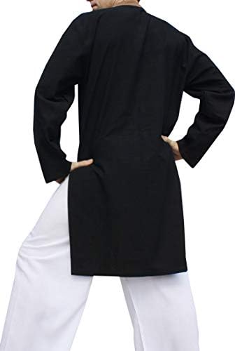 סווינה צווארון סיני באורך ברך קונג פו ז'קט או חולצת מנדרין כותנה ארוכה