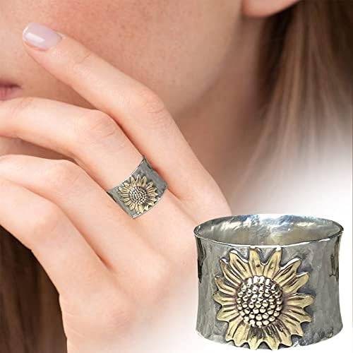 טבעת אינסופית טבעת וינטג ' 18 קראט מתנות חמניות גבירותיי שתי טבעות טבעת פרח חרוטות אירוסין