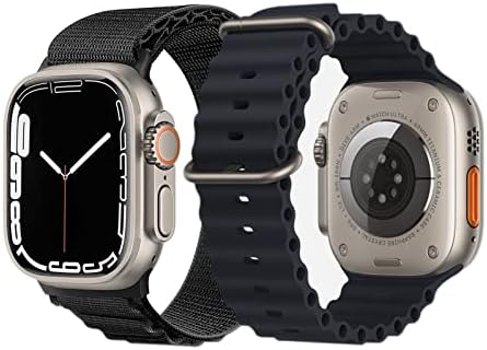 טקראס 2 חבילות לולאה אלפינית קלועה אבזם פוליאסטר G-HOK + סיליקון אוקיינוס ​​מתכוונן רצועת כף יד רצועת כף יד לסדרת Apple Watch Ultra Iwatch
