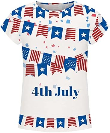 חולצות 4 ביולי נשים דגל אמריקאי הדפסת חולצה מזדמנת חולצה שרוול קצר חולצה חולצה טרנדית פטריוטית קיץ