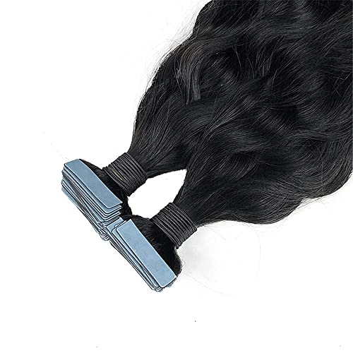שחור יופי פאה 30 אינץ ארוך טבעי גלי קלטת שיער טבעי הארכת ברזילאי רמי ערב עור קלטת שיער טבעי שחור דבק קלטת על הארכת שיער 100 גרם 40 יחידות