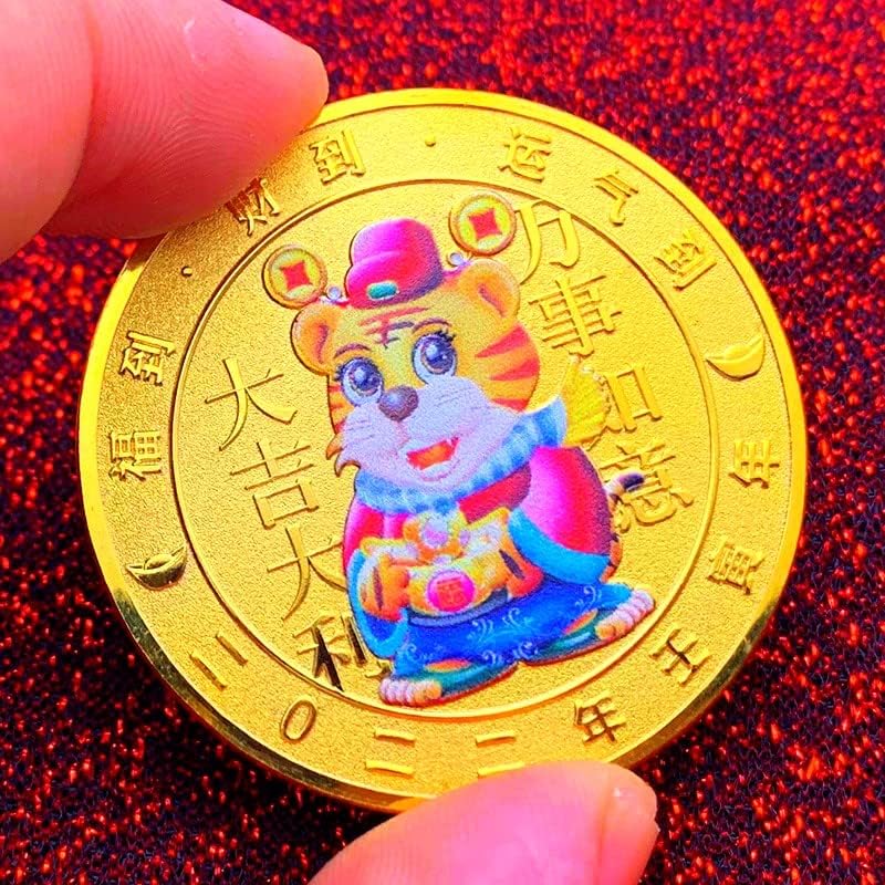 2022 גלגל המזלות נטאל טייגר שנה טובה בשנה החדשה מדליית זיכרון מצופה זהב מטבע זיכרון זהב מטבע נמר שנה זהב