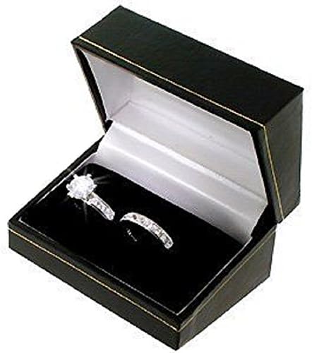 עיצוב קרטייה קלאסי סט קופסת אירוסין שחורה קופסת מתנה טבעת כפולה