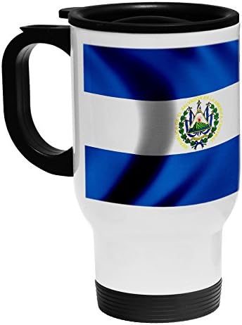 ExpressItbest לבן נירוסטה קפה/ספל נסיעות - דגל אל סלבדור - גלים