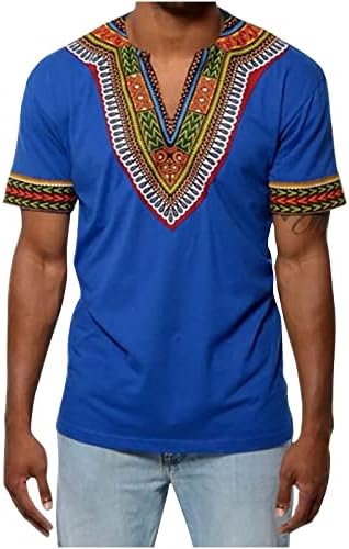 חולצת טי אפריקאית דשיקי אפריקאית מסורתית פרחונית פרחונית פרחונית V צוואר דק חולצות בכושר חולצות שרוול קצר חולצה דשיקי