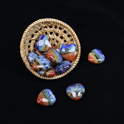 ריפוי קריסטלים אבן לב 2 יחידות, 1.2 אינץ 'אבני דאגה לאגודל להקל על חרדה, צ'אקר אבן חן גביש בצורת לב אבן לב קריסטל למדיטציה ליוגה, מתנה