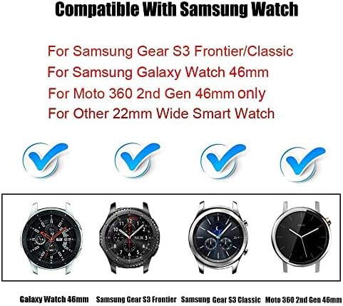תואם Samsung Gear S3 Frontier/Samsung Galaxy Watchs 46 ממ להקות, 22 ממ סיליקון רצועת החלפה נושמת סיכה מהירה לשחרור עבור Gear S3 Frontier