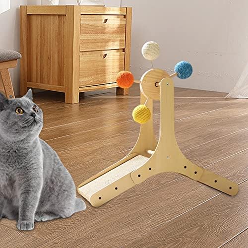 צעצועים לשריטה של ​​Leefasy חתול עם כדור מודרני ריהוט לחתולים עץ מגרד חיית מחמד צעצוע חתול גלגל צעצוע חתול