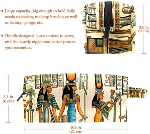 תיק איפור אטום למים, כיס איפור, מארגן קוסמטיקה נסיעות לנשים ונערות, אמנות בציר שבטי אתני מצרי עתיק