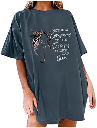 טרנדי אסתטי גרפי טיז לנשים מזדמן רופף צווארון עגול חולצת טי חולצות קיץ גדול קצר שרוול קומפי חולצות