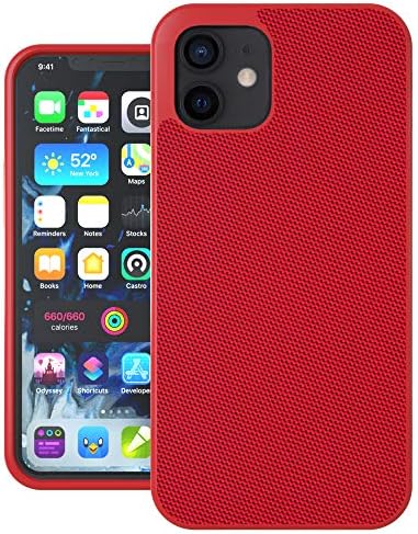 אבוטק תואם לאייפון 12 מיני, כיסוי מארזי ניילון בליסטיים לאייפון 12 מיני, מארז כבד ייחודי עם אפיקס + הרכבה חופשית לפורקן אדום