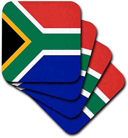 3drose CST_158432_2 דגל של דרום אפריקה בצבע אדום ירוק כחול שחור שחור לבן צהוב מולטי-צבעוני אפריקני עולמי חוף ים רך, סט של 8