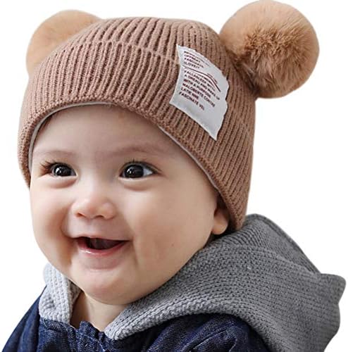 אברונדה כובעי תינוקות חורפיים כובעים רכים וחמים סרוגים כובעים נעימים פום פום דובי דובי לגילאי 1-8 בנות פעוטות בנות בנות