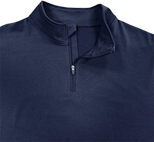 חולצות פולו אתלטיות של גברים שרוול ארוך שרוול ארוך-רבע-רוכסן סווטשירט נמתח דק-כושר אימון טי טריקו חולצת טריקו