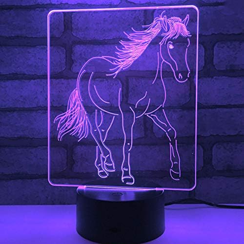 ג ' ינוול 3 ד סוס בעלי החיים לילה אור מנורת אשליה לילה אור 7 צבע שינוי מגע מתג שולחן שולחן קישוט מנורות אקריליק שטוח בסיס כבל צעצוע