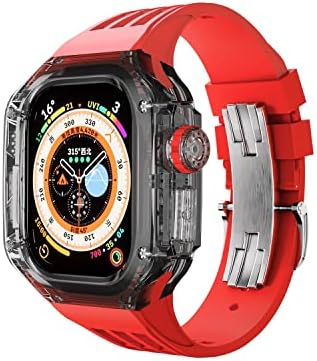 FKIMKF 49 ממ אולטרה מארז+רצועת שעון ספורט עבור Apple Watch Ultra Extrification Chodification CASE שקוף עבור IWatch Series Silicone Band