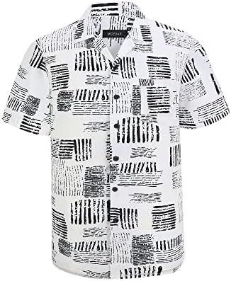 MCEDAR Mens Hawaiian שרוול מזדמן שרוול קיץ חוף כפתור למטה חולצה חולצות פסים טרופיים אלוהה גדולים וגבוהים