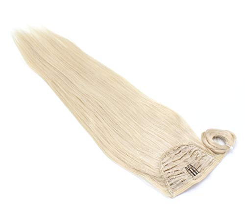 קליפ שיער אדם קוקו גלישת שיער הארכת 24 ישר-פלטינה בלונדינית