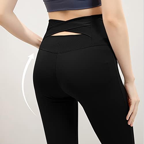 נשים של התלקחות חותלות גבוהה מותן מקרית אימון בוטלג יוגה מכנסיים בטן בקרת מכנסיים ארוך מכנסיים לנשים