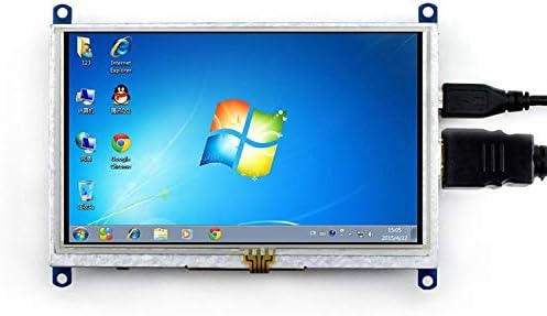 תצוגה גבוהה Waveshare 5 אינץ 'HDMI LCD 800x480 מסך מגע עבור Raspberry Pi תומך במערכות שונות.
