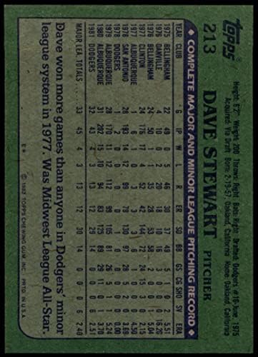 1982 Topps 213 דייב סטיוארט לוס אנג'לס דודג'רס NM/MT Dodgers
