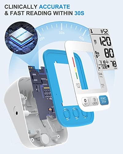 מכונת לחץ דם, מסכי לחץ דם עם שרוול לחץ דם גדול 9-17 אינץ ', צג BP עם 3 צבע אחורי LCD צבעוני
